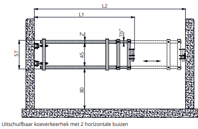 2-buis uitschuifbaar hek 95-135 cm