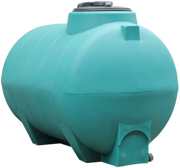 Wateropslagtank rond liggend, groen 1300 ltr.