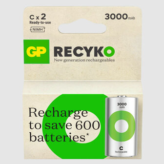 Batterij oplaadbaar GP ReCyko+ C 2 st