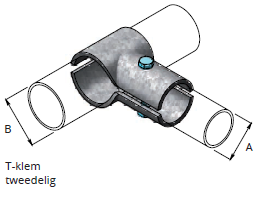 T-klem tweedelig 1&quot; x 1,5&quot;