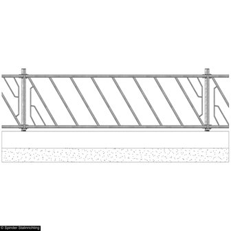 Diagonaal voerhek grootvee 145 cm, 2 vreetplaatsen