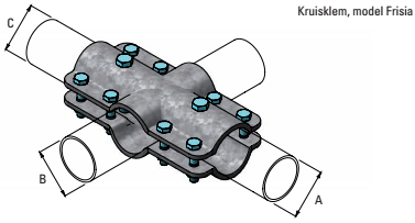 Kruisklem, model Frisia 2&quot; x 2&quot; x 2&quot;