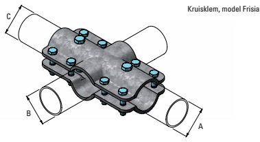 Kruisklem, model Frisia 2&quot; x 2,5&quot; x 2&quot;