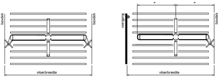 Roosterschuif 2 x rubber 201-250 cm