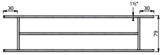 Afscheidingshek voor grootvee, 79 cm hoog, 215 cm lang