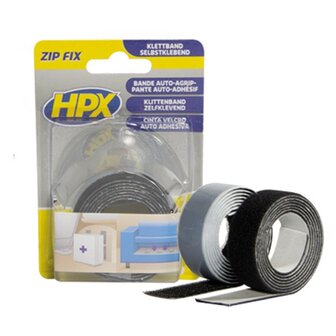 Zip Fix klittenband zwart 2 x 20 mm x 1 m