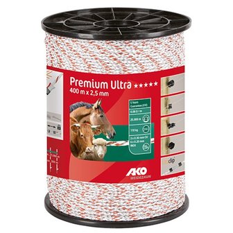 AKO Premium Ultra schrikdraad wit/oranje 2.5mm- 400m