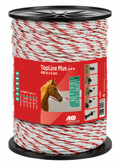 AKO TopLine Plus schrikkoord wit/rood 6mm-400m TriCOND