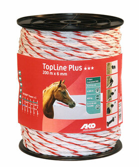 AKO TopLine Plus schrikkoord wit/rood 6mm-200m TriCOND