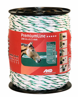 AKO PremiumLine schrikkoord wit/groen 6.5mm - 200m