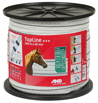 AKO TopLine schriklint wit/zwart 4cm-200m