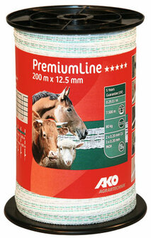 AKO PremiumLine schriklint wit/groen 12.5mm-200m