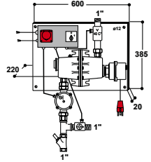 Warmwatercirculatieunit model 311 met retourwatertemperatuur aansturing 3000 W, 400 V