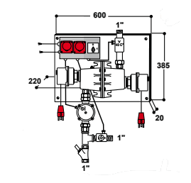 Warmwatercirculatieunit model 312 met retourwatertemperatuur aansturing 6000 W, 400 V