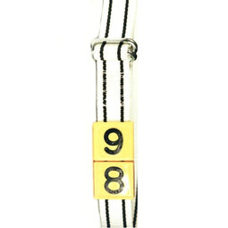 Riem nylon knelgesp 130cm, wit / zwarte strepen