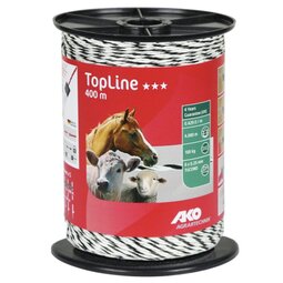 AKO TopLine schrikdraad wit/zwart 6x0.25 TriCOND, 400m AKO TopLine schrikdraad wit/zwart 6x0.25 TriCOND, 400m