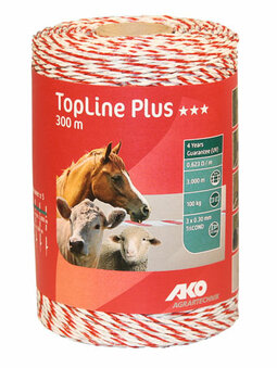 AKO TopLine Plus schrikdraad wit/rood 3x0.30 TriCOND, 300m AKO TopLine Plus schrikdraad wit/rood 3x0.30 TriCOND, 300m