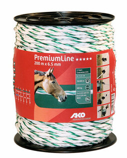 AKO PremiumLine schrikkoord wit/groen 6.5mm - 200m AKO PremiumLine schrikkoord wit/groen 6.5mm - 200m