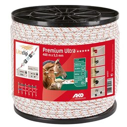 AKO Premium Ultra schrikkoord wit/oranje 5.5mm-400m AKO Premium Ultra schrikkoord wit/oranje 5.5mm-400m
