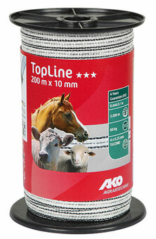 AKO TopLine schriklint wit/zwart 1cm - 200m AKO TopLine schriklint wit/zwart 1cm - 200m