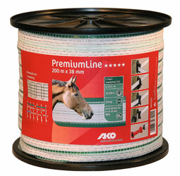 AKO PremiumLine schriklint wit/groen 38mm-200m AKO PremiumLine schriklint wit/groen 38mm-200m